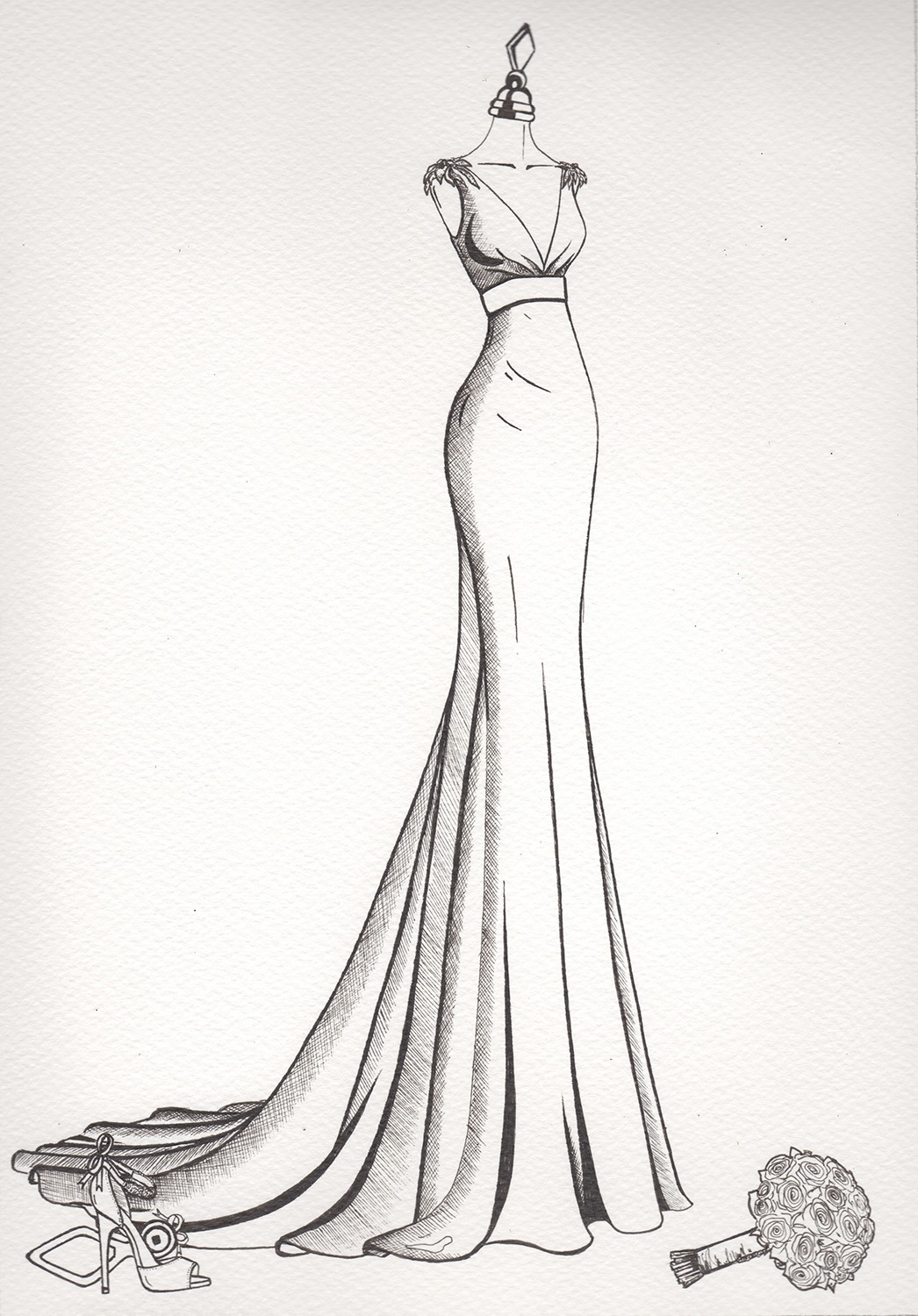 Wedding Dress Sketch - Wedding Dress Ink