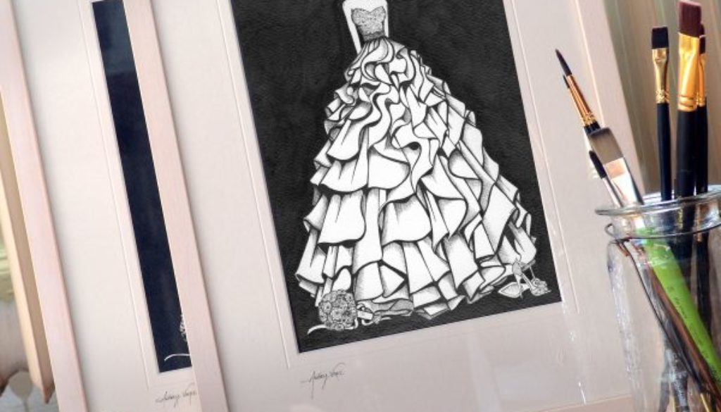 Wedding dress illustration a first anniversary gift