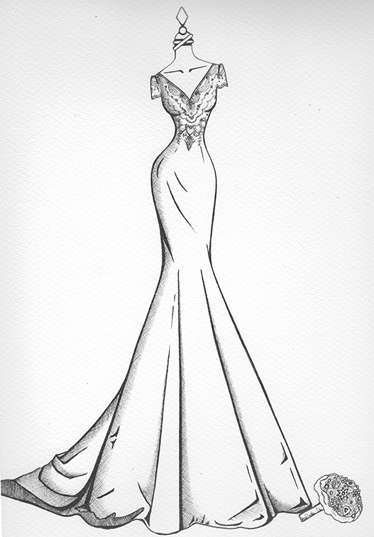 Wedding Dress Sketch - Wedding Dress Ink