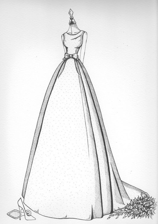 Wedding Dress Sketch by Wedding Dress Ink
